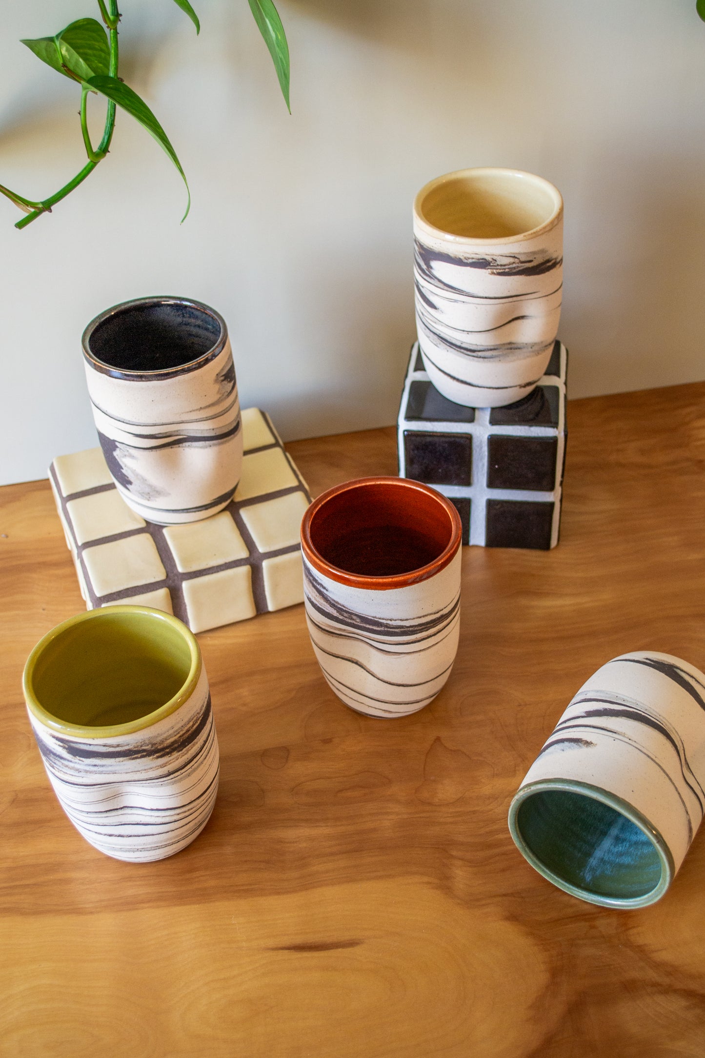Marbled Stoneware "Thumbler" | 18-20 oz. | Cup with Thumb Indent | Zebra Collection