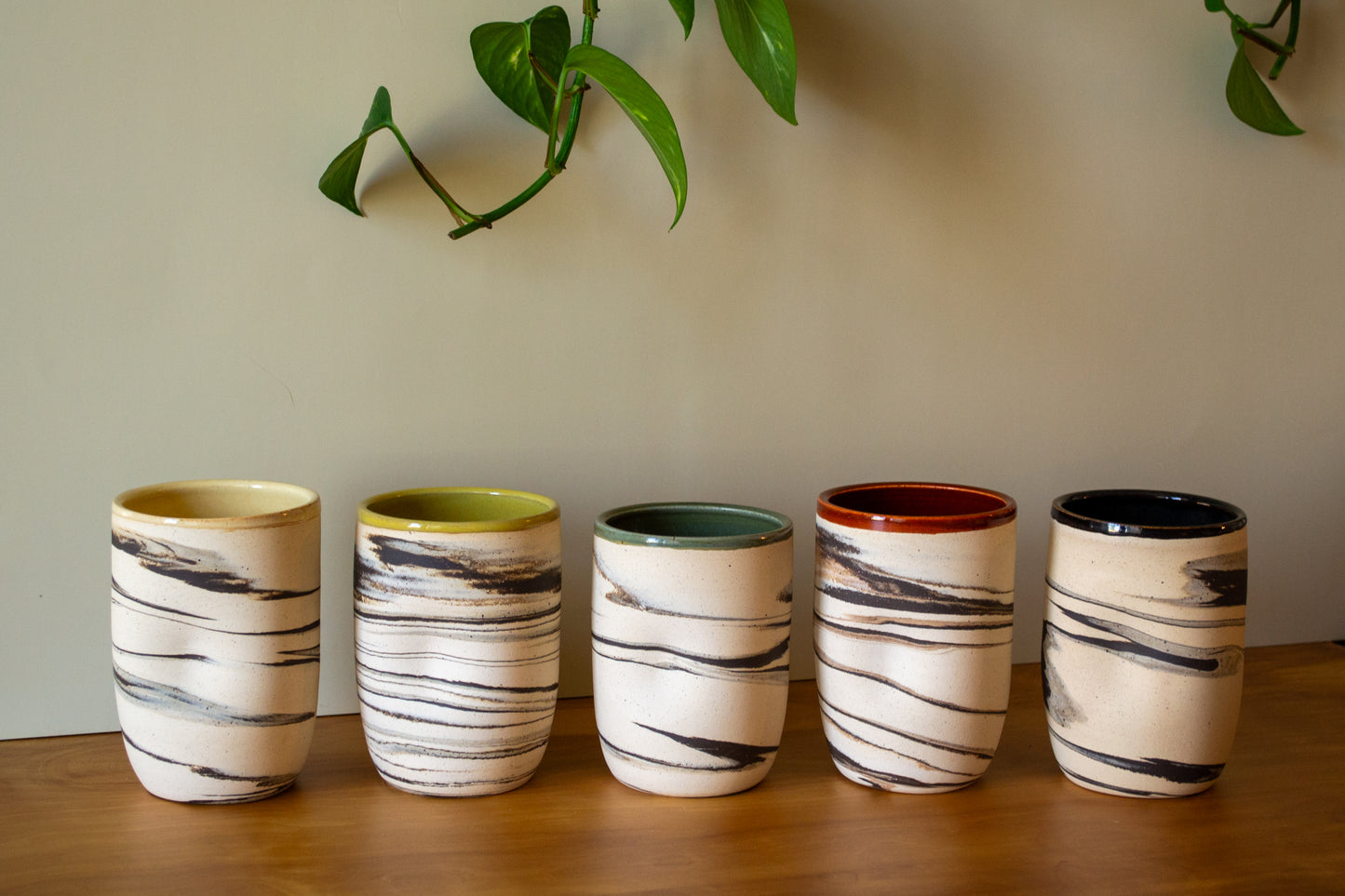 Marbled Stoneware "Thumbler" | 18-20 oz. | Cup with Thumb Indent | Zebra Collection