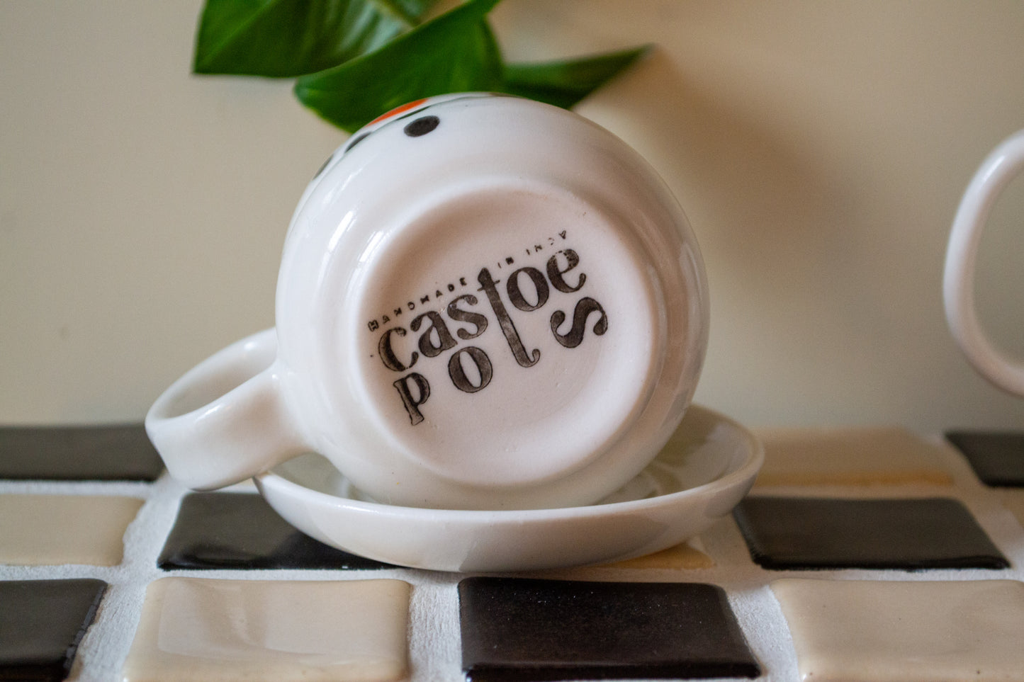 Porcelain Snowman Teapot and Cups Set - 6 pcs